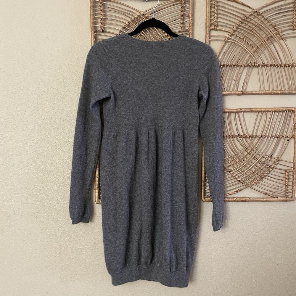 Vince 100% Cashmere Babydoll Long Sleeve‎ Sweater Dress Y2K Phoebe Gray Sz S B27 - Picture 5 of 12